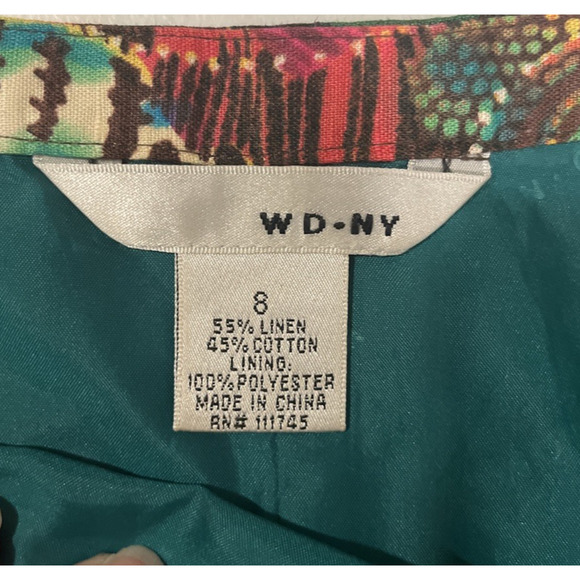 WD NY Multi-color Pleated 100% Linen Skirt Women’s Sz 8 Boho Festival - Picture 8 of 12
